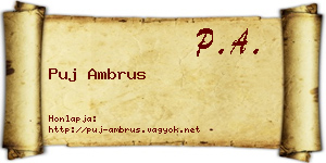 Puj Ambrus névjegykártya